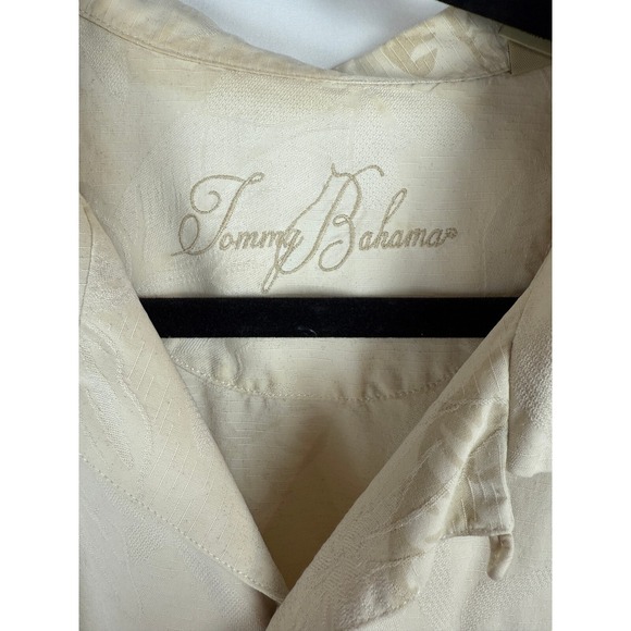 Tommy Bahama Vintage Silk Button Up Shirt Tropical Floral Print Cream XL - Picture 3 of 4